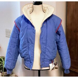 OSSI NWT Vintage Ski Puffer Zip/Snap Jacket in Blue Large